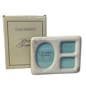 Classic Traditions Ceramic With Crazing Multi Photo Picture Frame Corner Roses